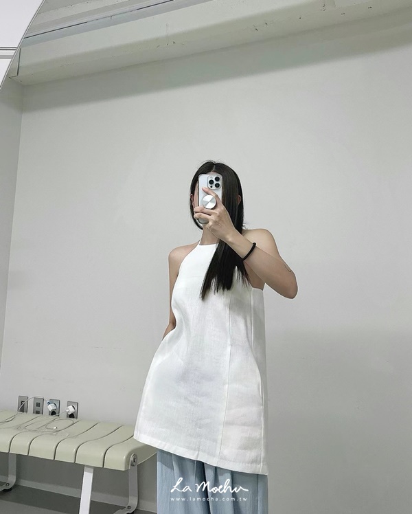 後鬆緊繞脖歐膩上衣
